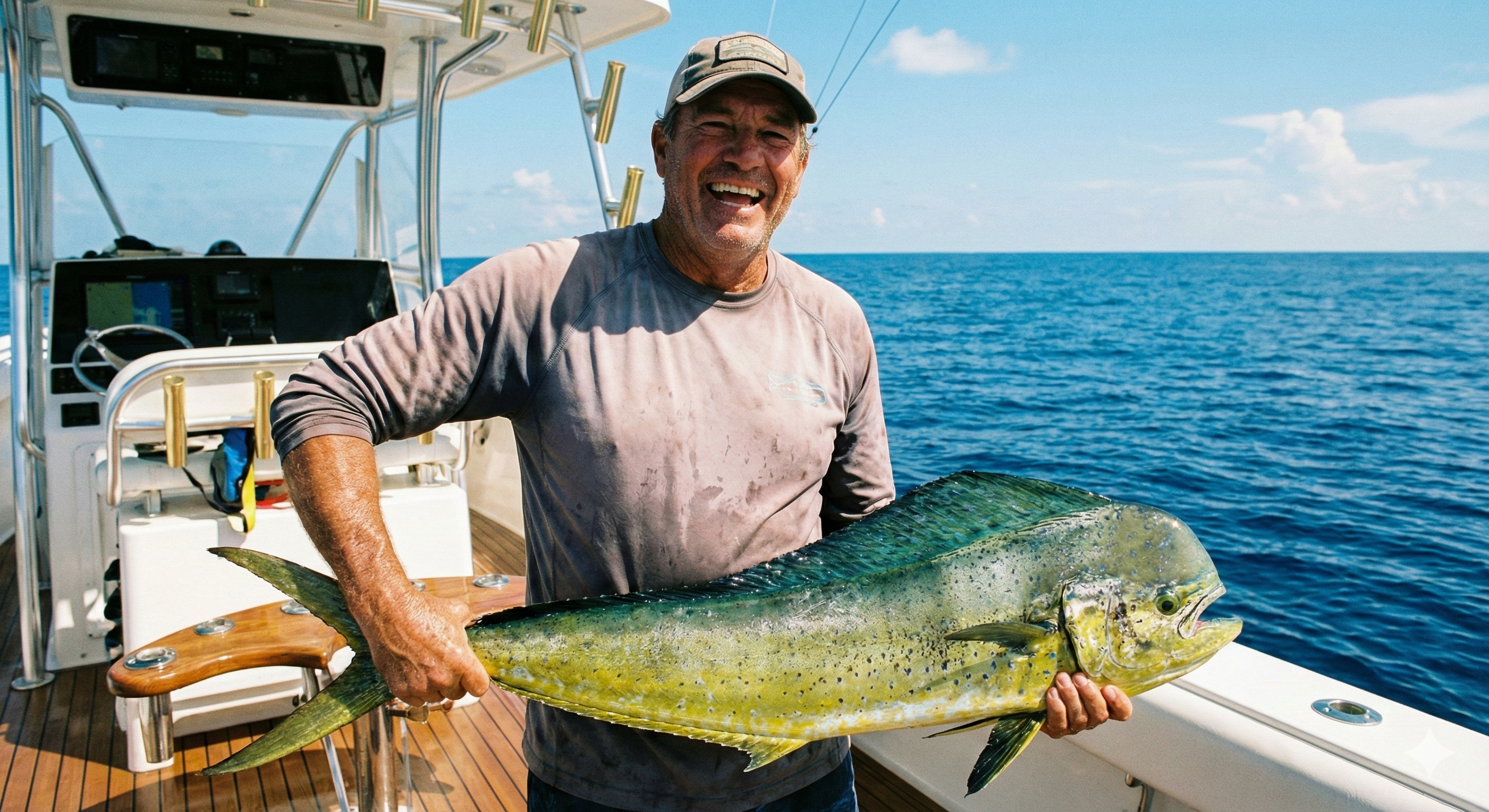 Cliente satisfeito com grande peixe